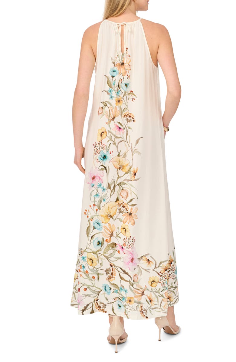 Vince Camuto Floral Print Sleeveless Maxi Dress, Alternate, color, Antique White