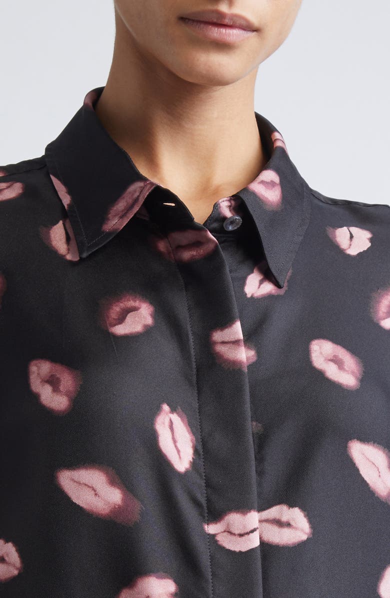 Altuzarra Chika Kisses Print Silk Chiffon Button-Up Shirt, Alternate, color, 