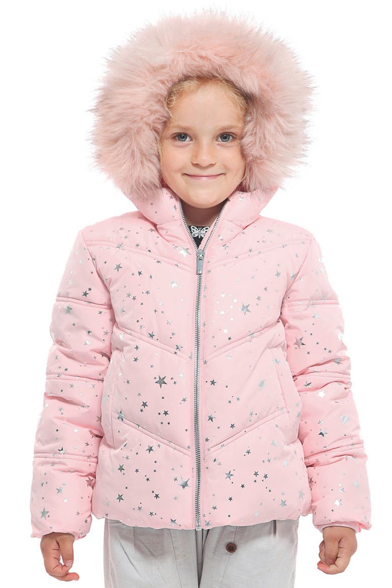 Kids' Heavyweight Puffer Jacket, Main, color, Crystal Rose with Silver Star
