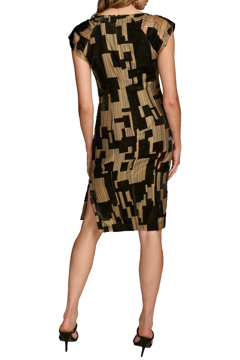 Metallic Geo Print Dress, Alternate, color, BLACK/ GOLD MULTI