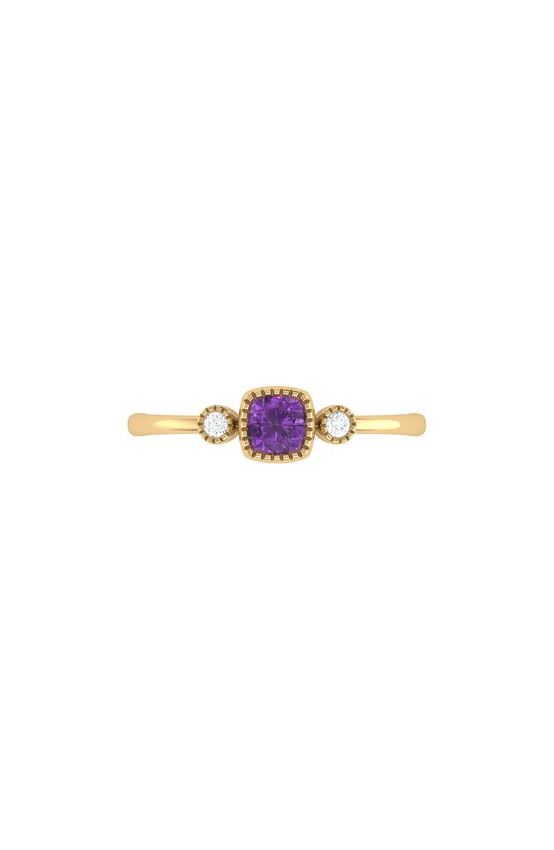 LuvMyJewelry Cushion Cut Amethyst & Diamond Birthstone Ring in 14K Gold, Alternate, color, Yellow Gold