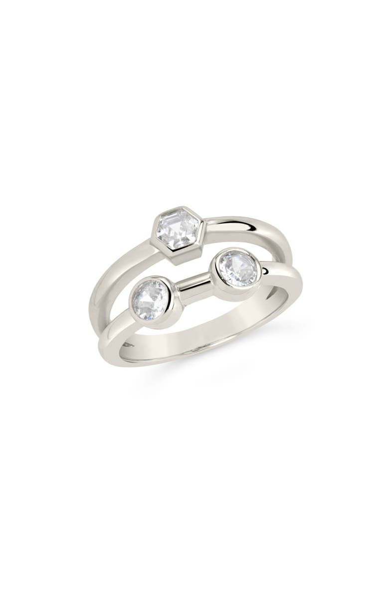 Sterling Forever Lou CZ Double Band Ring, Alternate, color, 