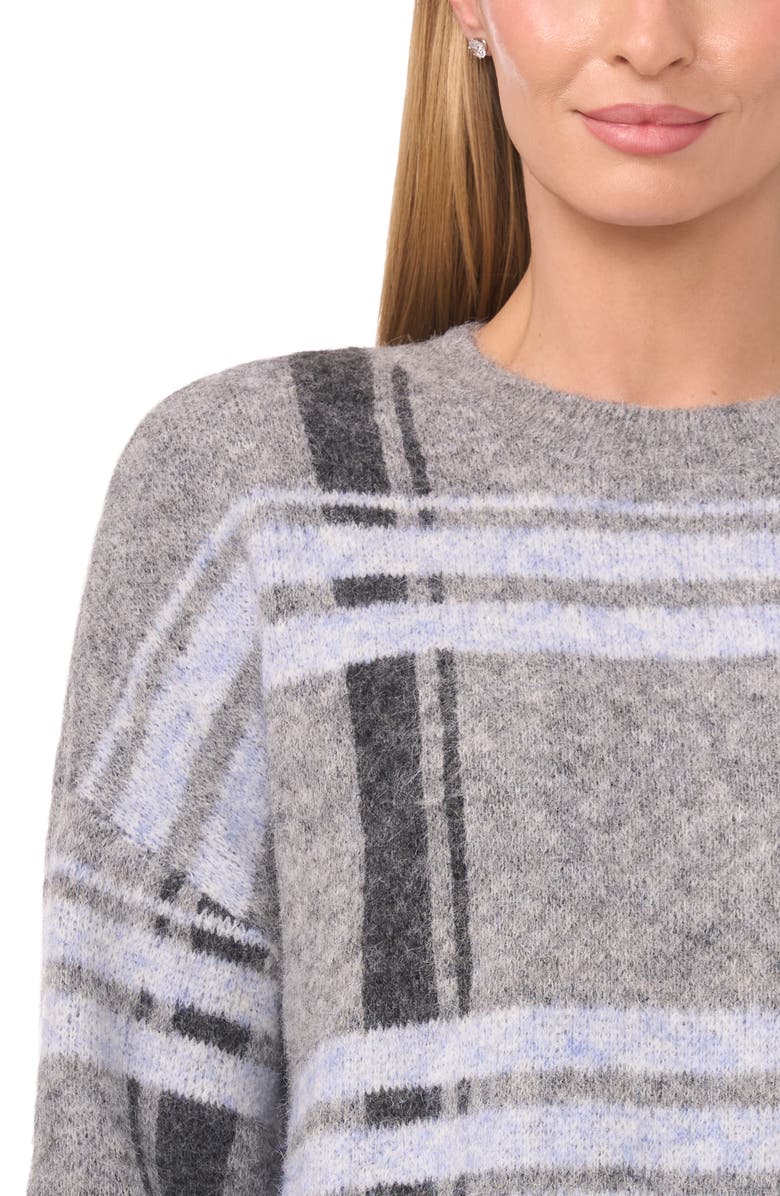 Halogen<sup>®</sup> Plaid Jacquard Crewneck Sweater, Alternate, color, Grey Seal Heather