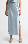 Vince Side Slit Matte Satin Slip Skirt