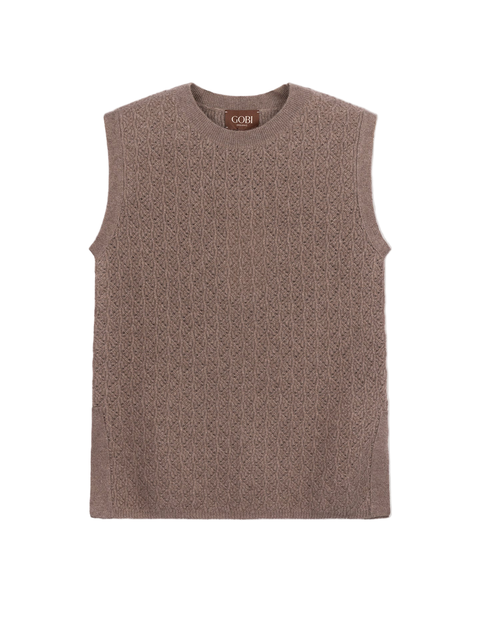 Ajour Knit Crewneck Cashmere Vest