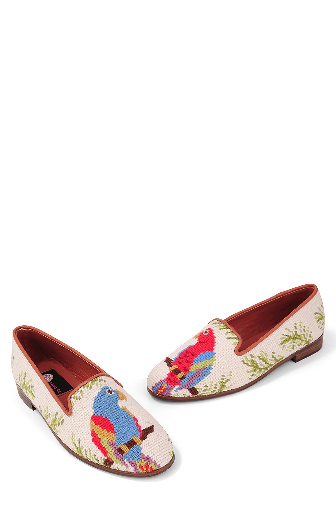 ByPaige BY PAIGE Needlepoint Parrot Flat, Alternate, color, Tan Multi
