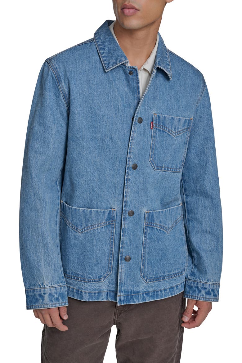 Cotton Denim Chore Coat, Main, color, LIGHT WASH DENIM