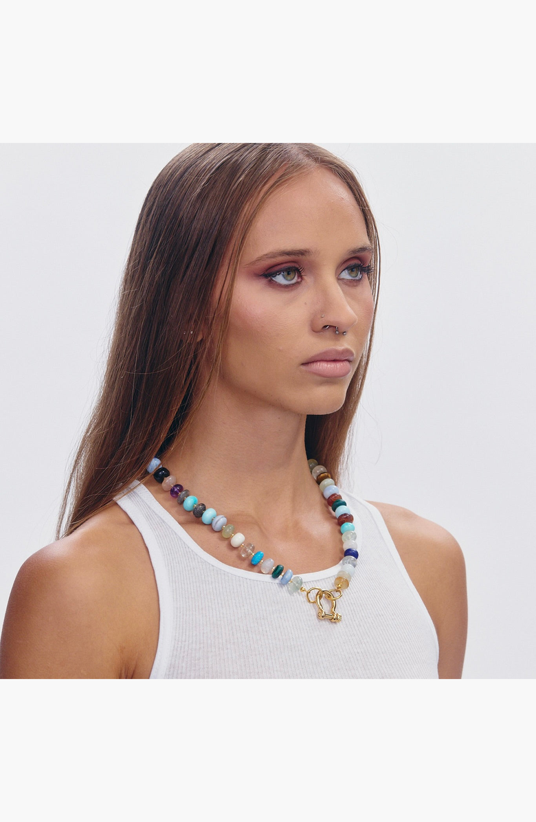 SHOP SPICY DAN Lyla Mixed Gemstone Gold Plated Necklace, Alternate, color, Mixed Gemstone