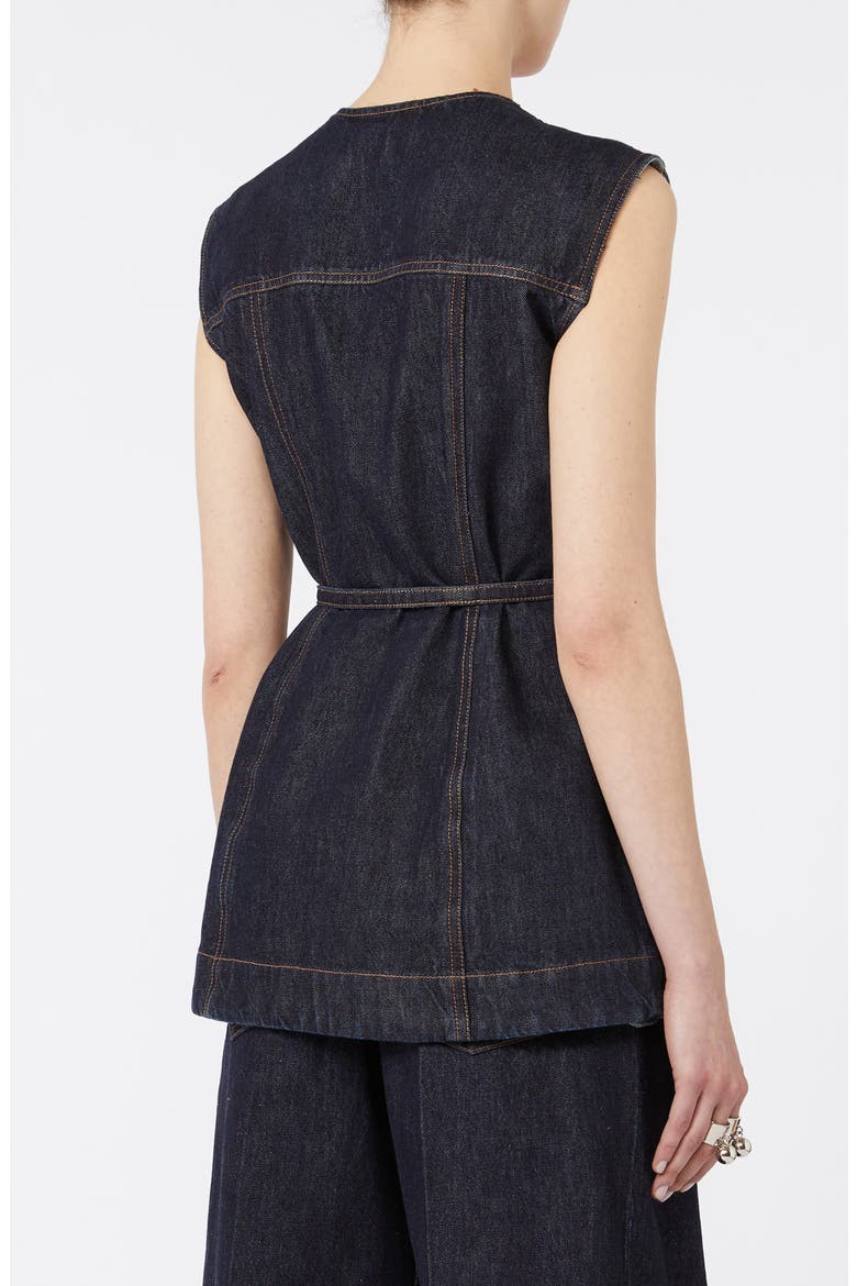 Domino Belted Denim Vest, Alternate, color, MIDNIGHT BLUE