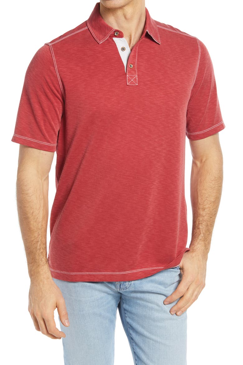 Slub Men's Polo, Main, color, RED