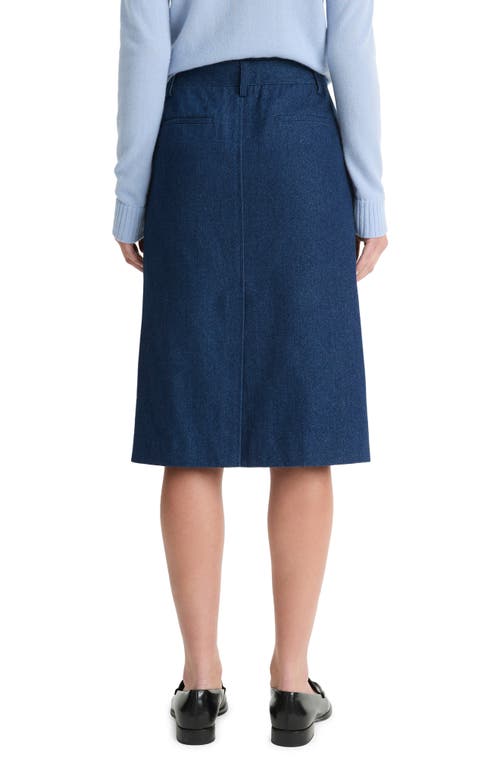 Vince Double Waistband Cotton Twill Pencil Skirt In Indigo