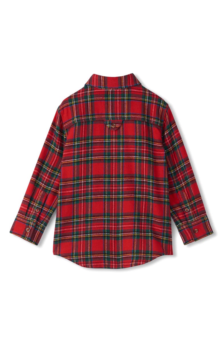 Hatley Plaid Flannel Button-Up Shirt with Bow Tie, Alternate, color, 