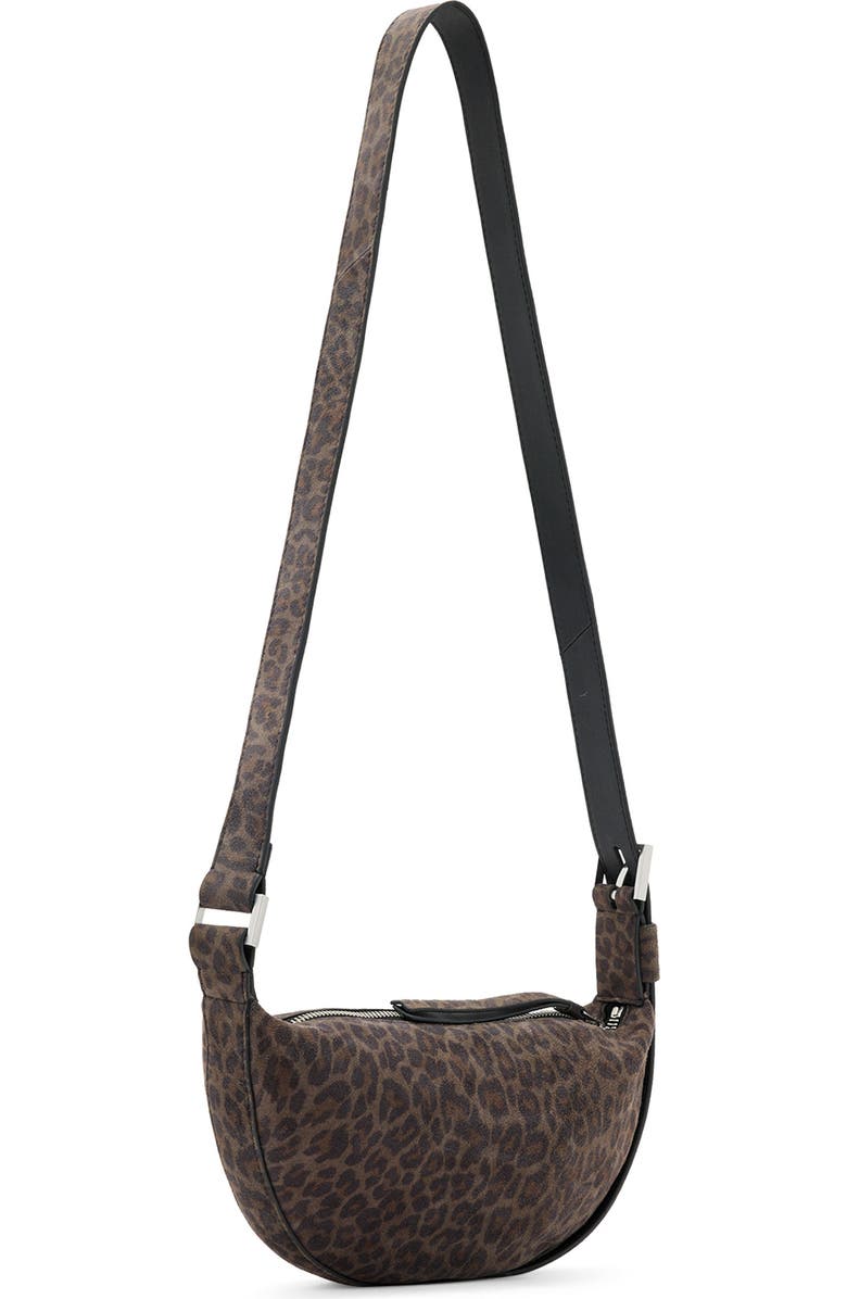 AllSaints Half Moon Leather Crossbody Bag, Alternate, color, Leppo Brown