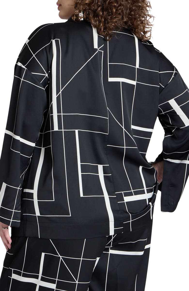 ELOQUII Satin Double Breasted Button-Up Shirt, Alternate, color, 