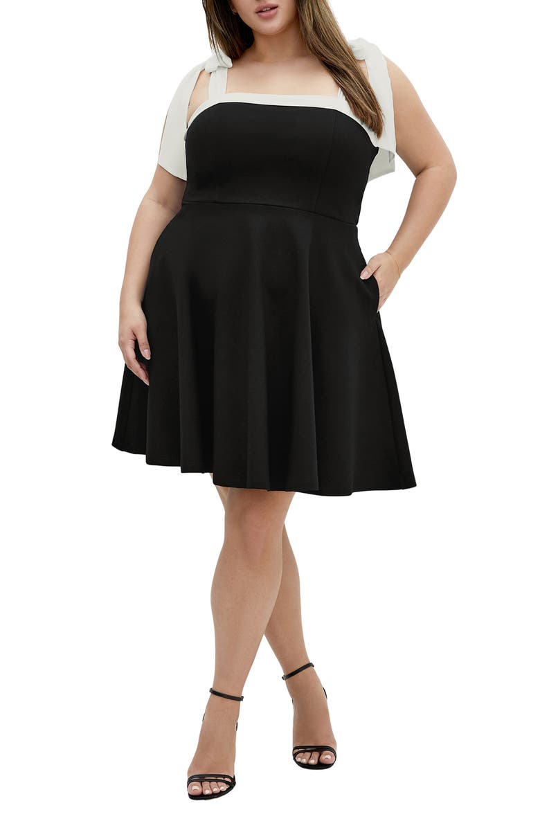 City Chic Nyla Tie Strap Fit & Flare Dress, Main, color, 