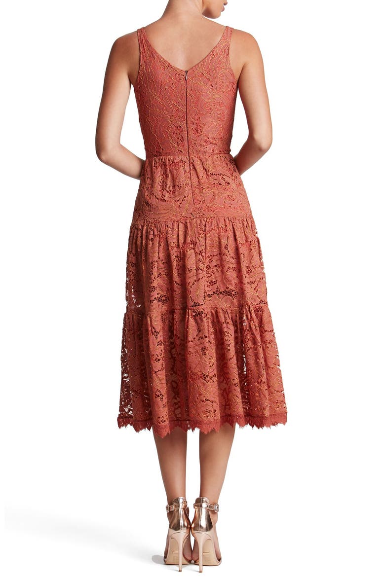 Madelyn Midi Dress, Alternate, color, AUBURN LACE