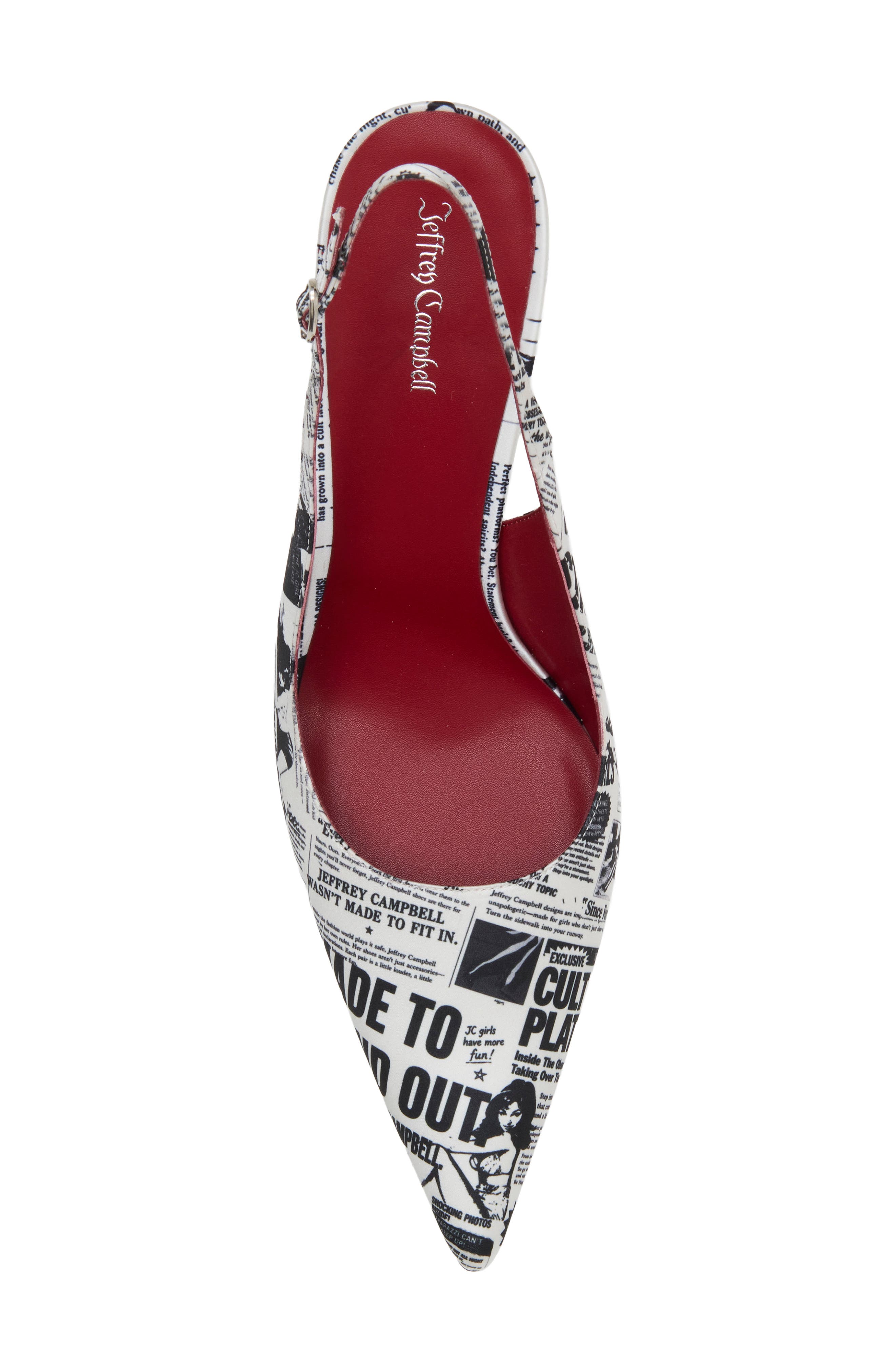 Milly Slingback Pump, Alternate, color, BLACK WHITE NEWSPAPER