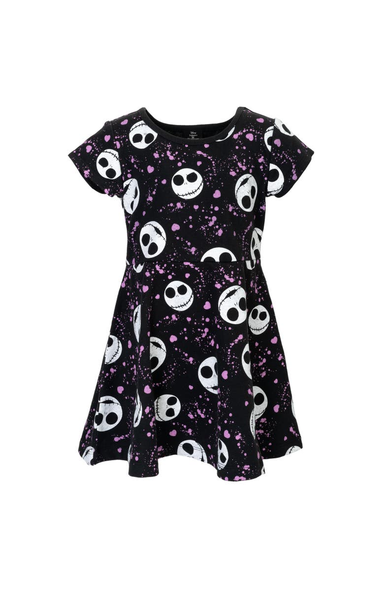 Disney Short Sleeve Skater Dress, Main, color, Nightmare Before Christmas
