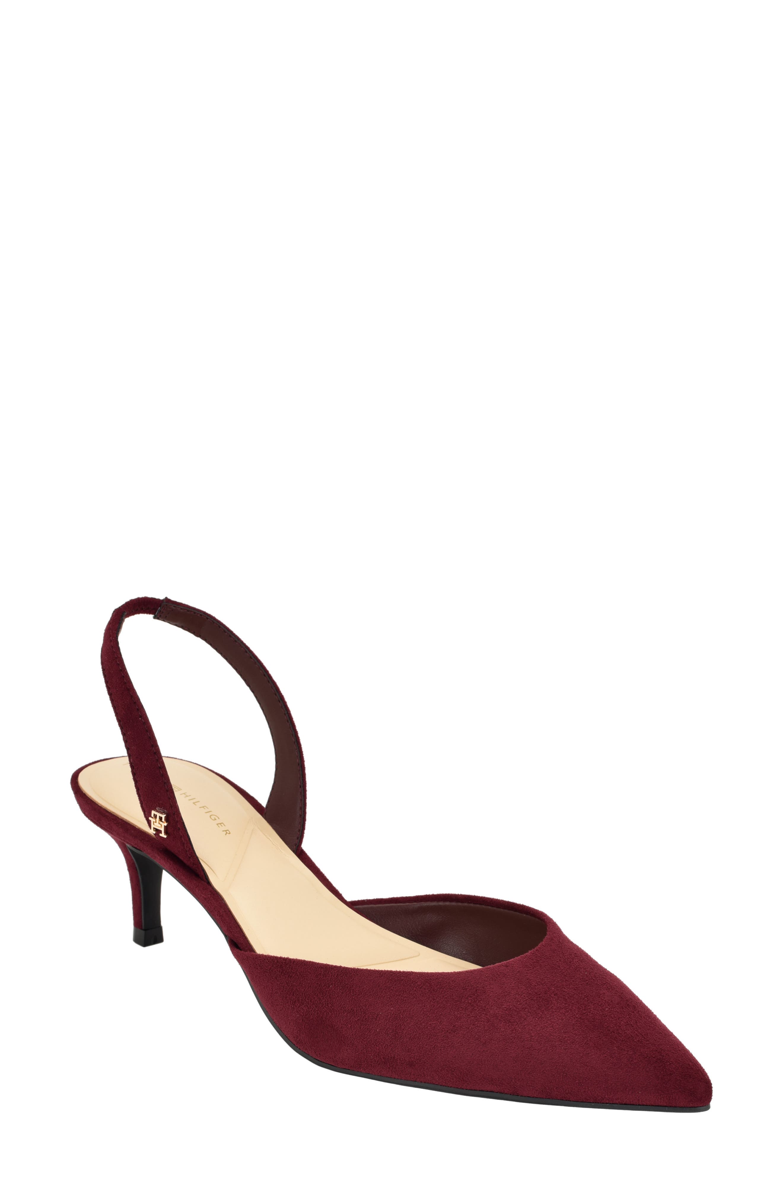Tanna Slingback Pointed Toe Kitten Heel Pump, Main, color, DEEP BORDEAUX