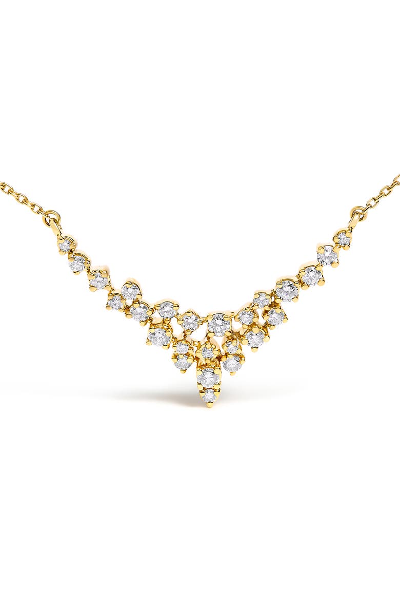 14K Yellow Gold 1/2 Cttw Diamond Scattered "V" Necklace, Alternate, color, Yellow