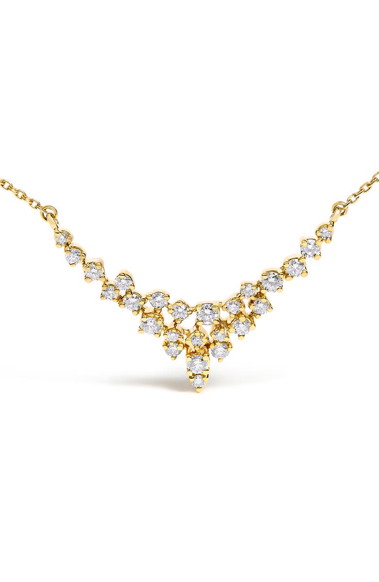 Haus of Brilliance 14K Yellow Gold 1/2 Cttw Diamond Scattered "V" Necklace, Alternate, color, Yellow