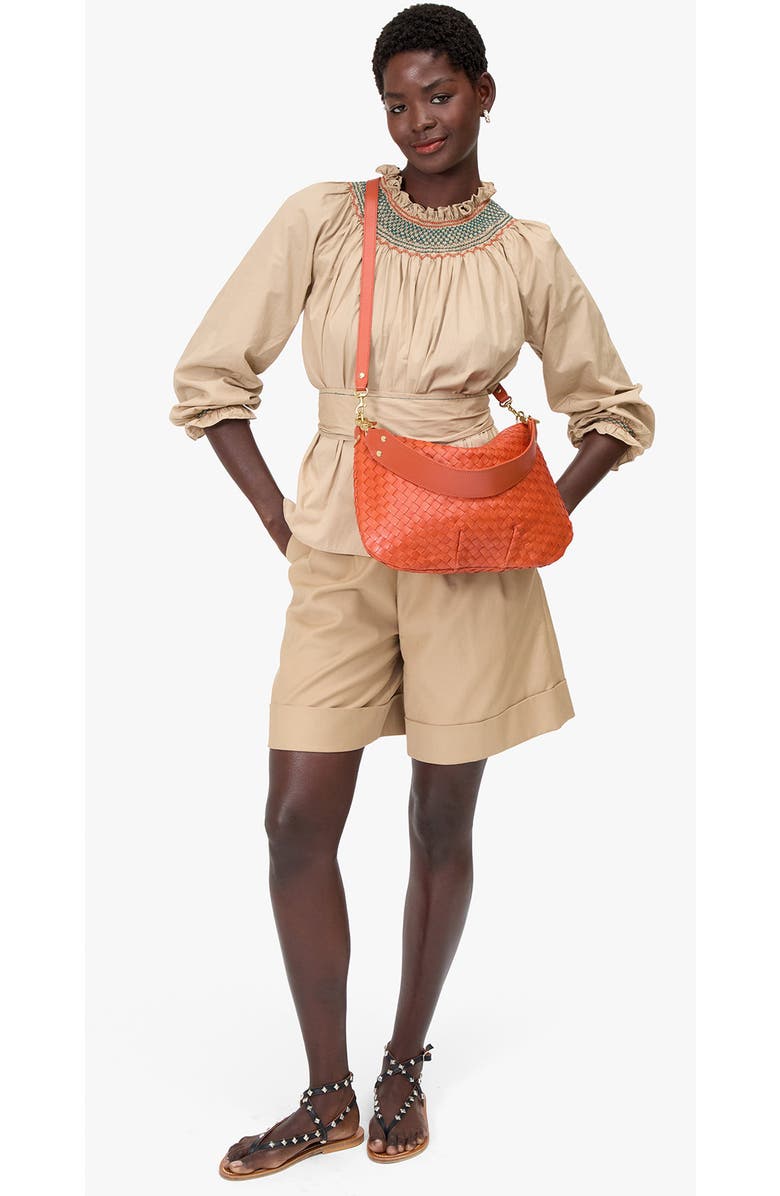 Clare V. Medium Moyen Woven Leather Messenger Bag, Alternate, color, Saltillo