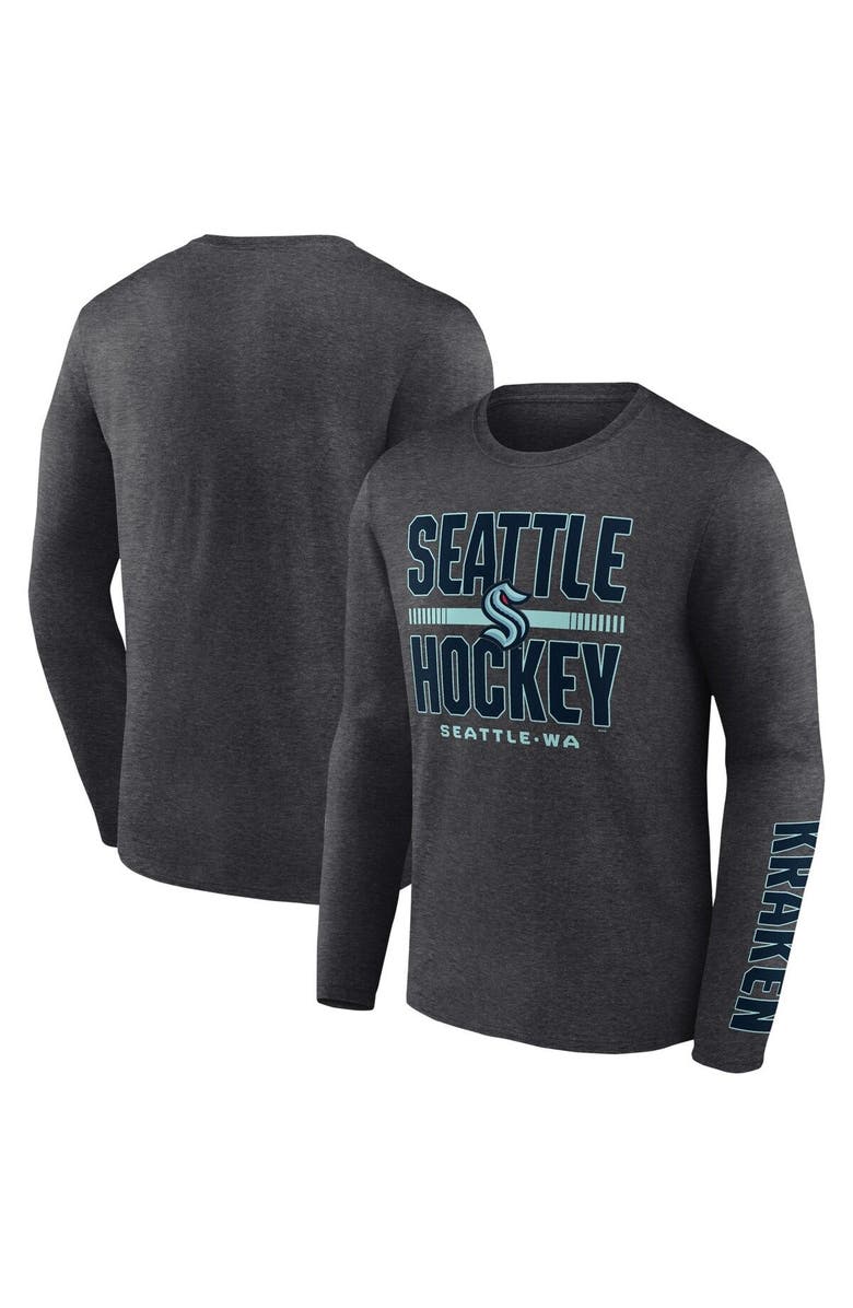 FANATICS Men's Fanatics Branded Heather Charcoal Seattle Kraken Power Play Combo Long Sleeve T-Shirt, Main, color, 