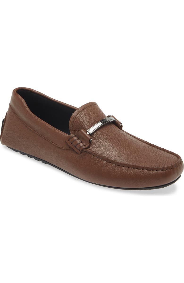 BOSS Noel Leather Loafer, Main, color, Medium Brown