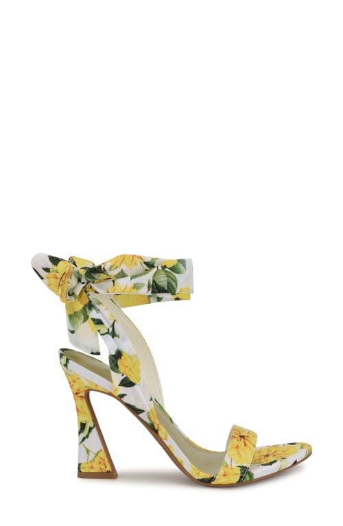 Nine West Kobs Ankle Tie Sandal In Yellow Multi