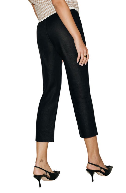Reformation Petra Low Rise Linen Pedal Pusher Pants In Black