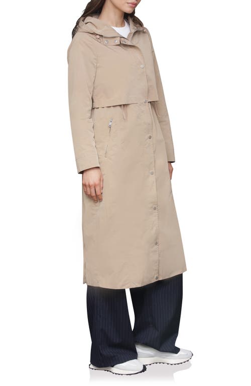 Avec Les Filles Hooded Long Coat In Brown
