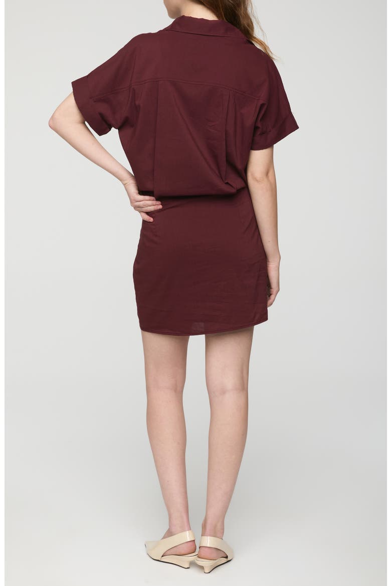 Blythe Stretch Cotton Mini Shirtdress, Alternate, color, CABERNET