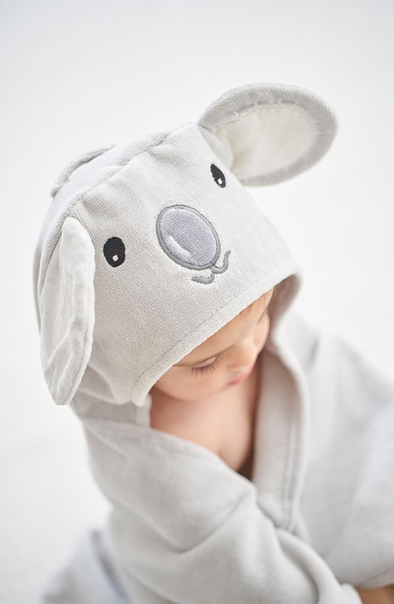 Elegant Baby Terry Velour Hooded Koala Towel, Alternate, color, Light Gray