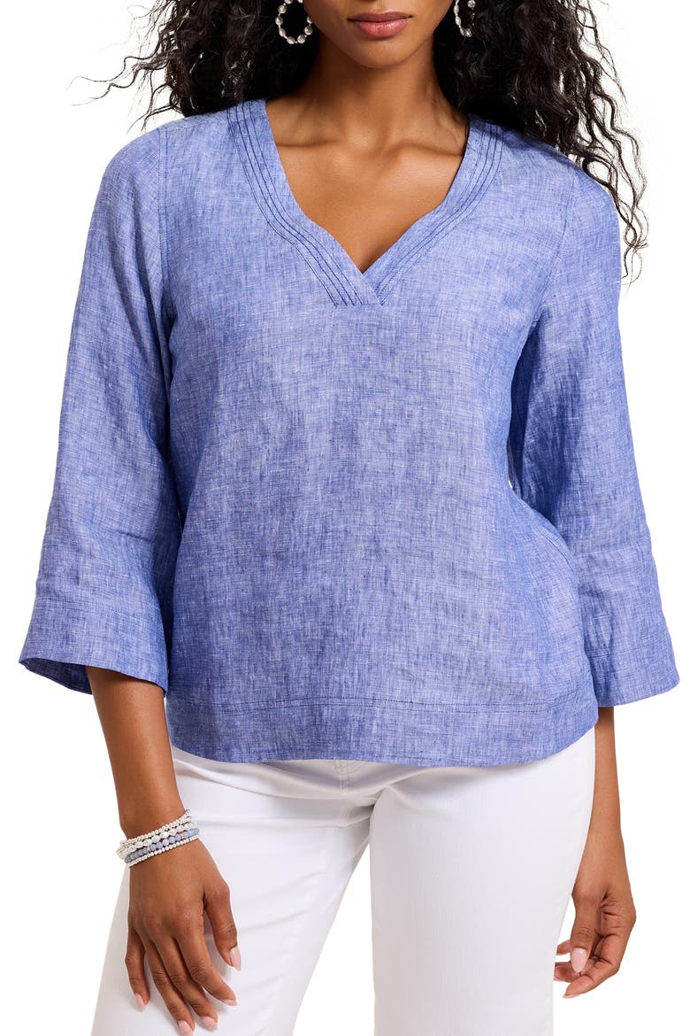 Coastalina Linen Top, Main, color, BOLD BLUE