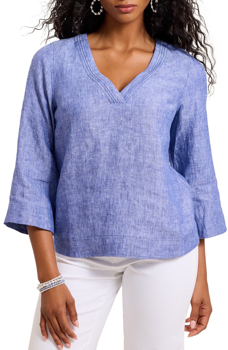 Tommy Bahama Coastalina Linen Top, Main, color, Bold Blue