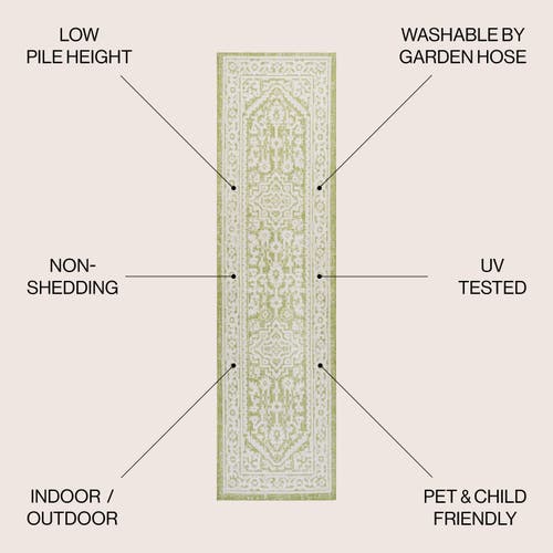 Jonathan Y Sinjuri Medallion Textured Weave Indoor/outdoor Area Rug In Green/cream