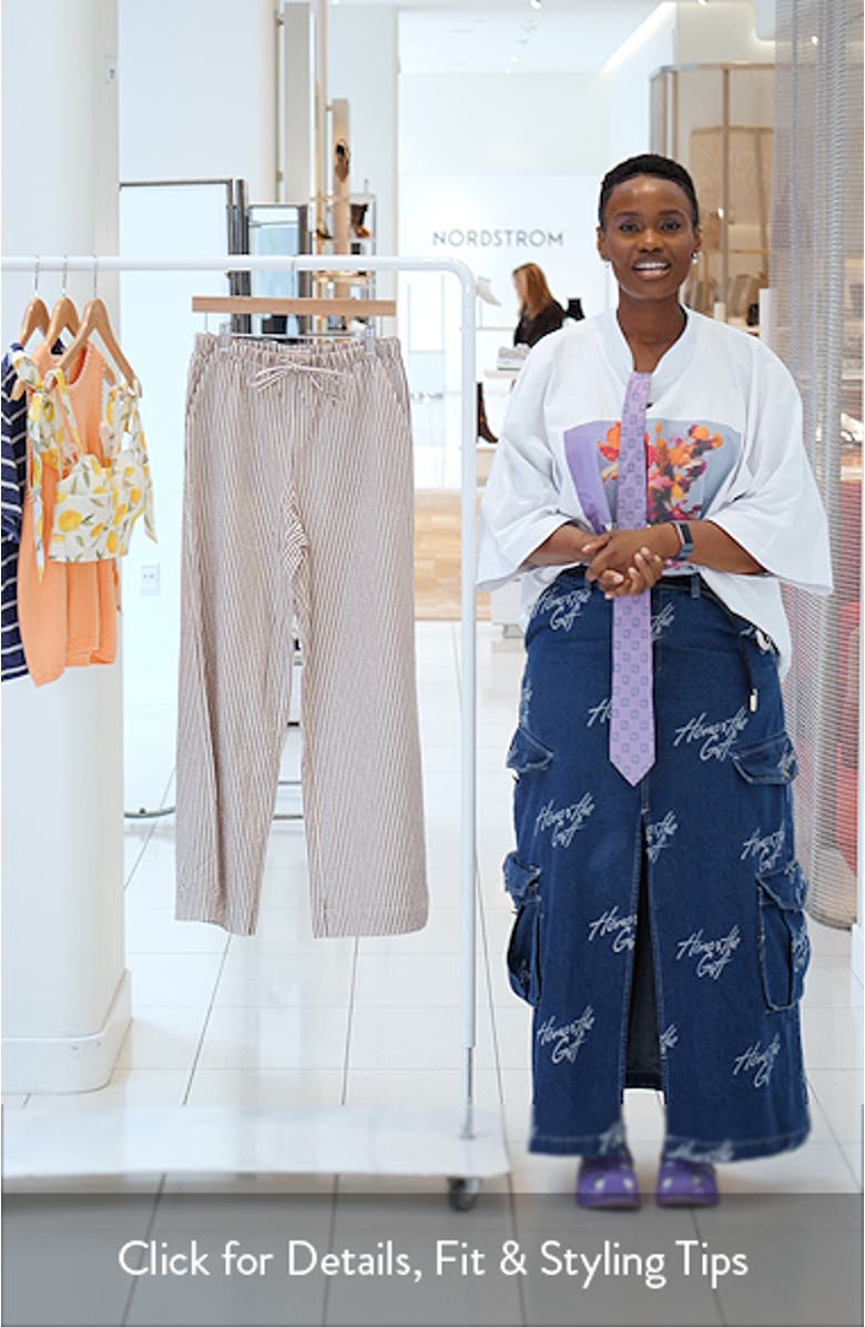 Josie Stripe Seersucker Drawstring Pants, sales video thumbnail