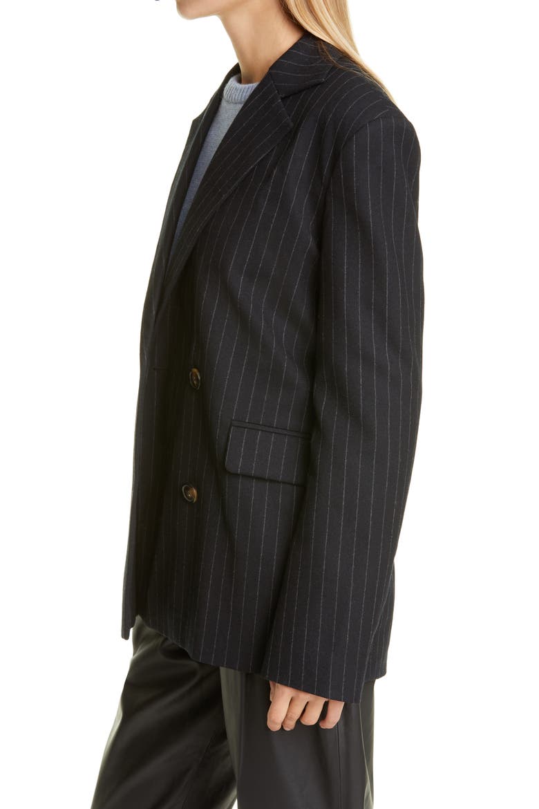 Loulou Studio Oversized Double Breasted Stretch Wool Blazer, Alternate, color, BLACK/ STRIPES