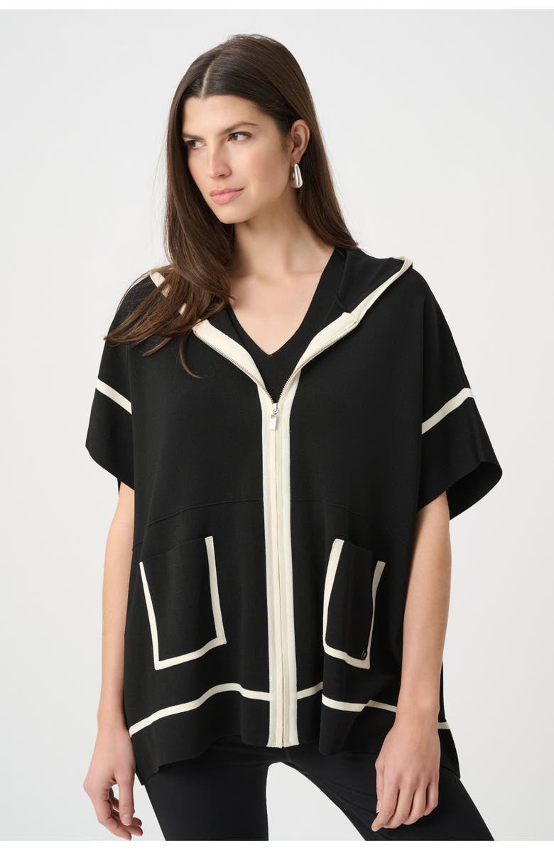Joseph Ribkoff Dry Viscose Hooded Boxy Jacket, Main, color, Black
