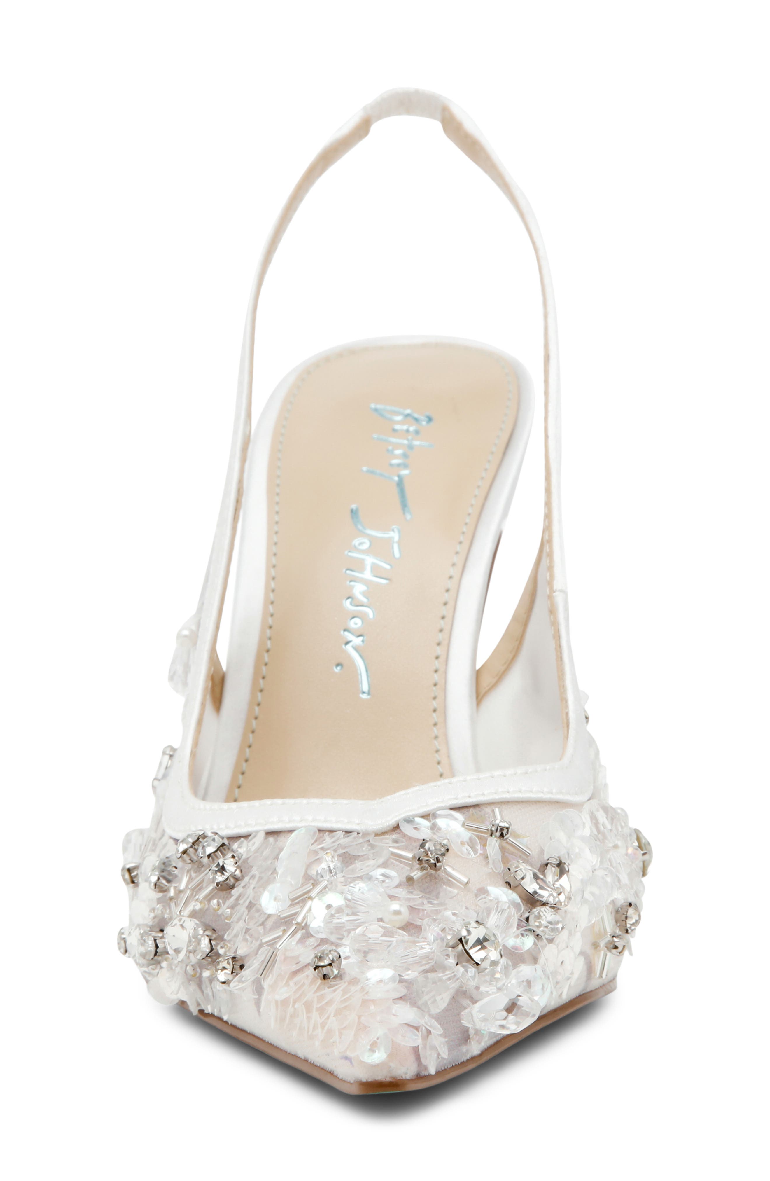 Betsey Johnson Eddie Pointed Toe Slingback Pump, Alternate, color, Ivory Multi