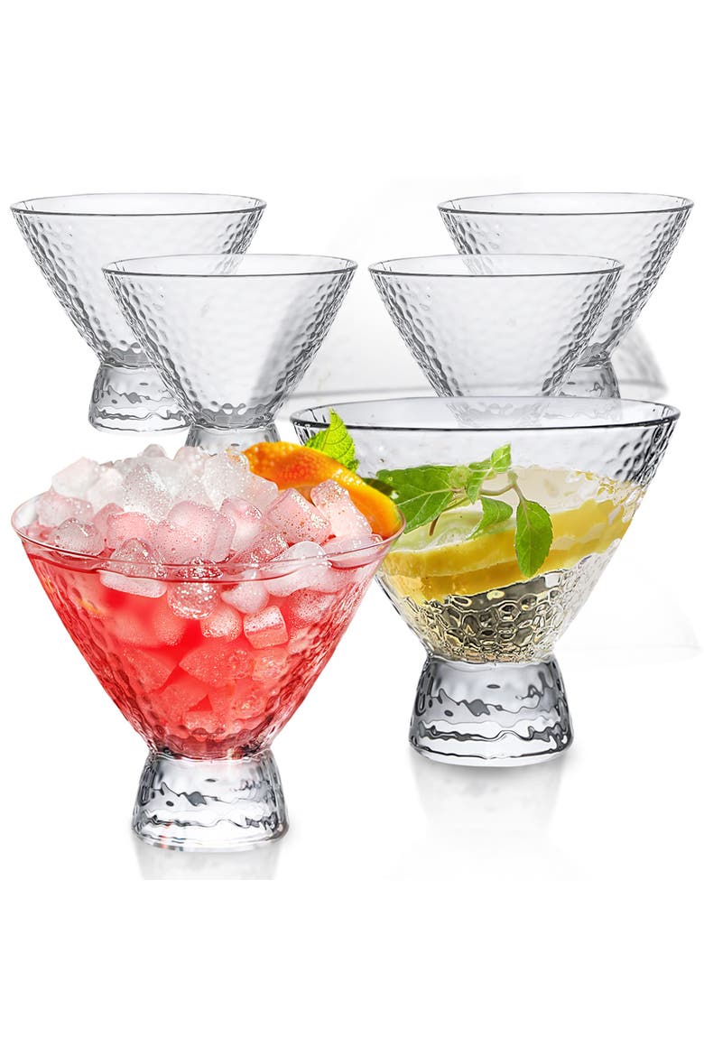 Clear Hammered Cocktail Martini Glasses - Set of 4, Main, color, Clear