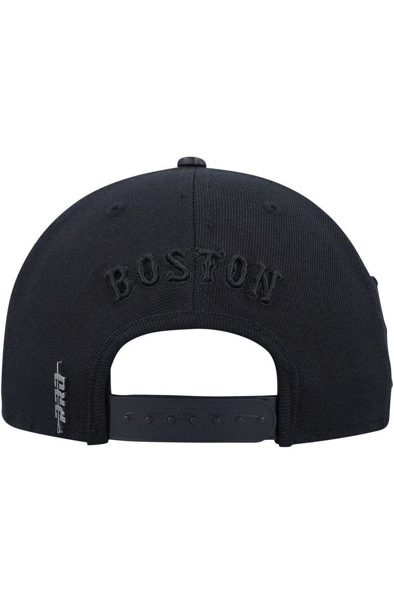 PRO STANDARD Men's Pro Standard Black Boston Red Sox Triple Black Wool Snapback Hat, Alternate, color,