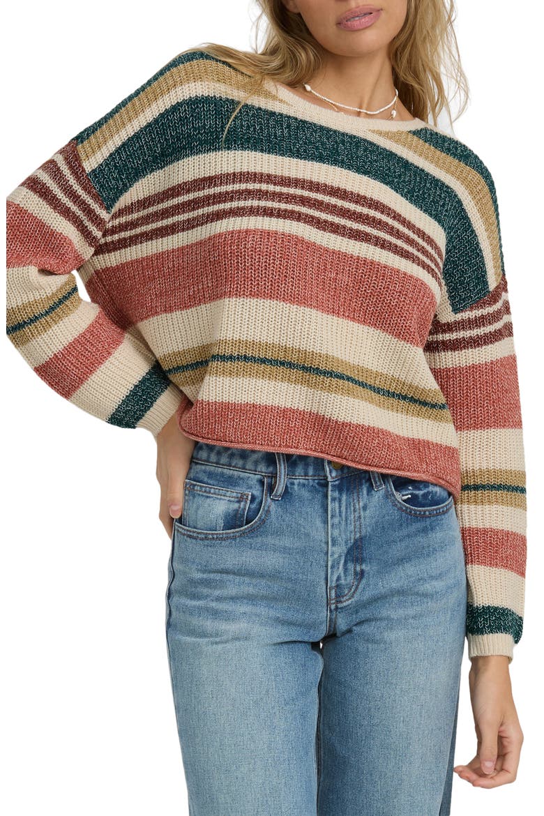 Lit Light Stripe Cotton Blend Sweater, Main, color, SUMMER GOLD MULTI