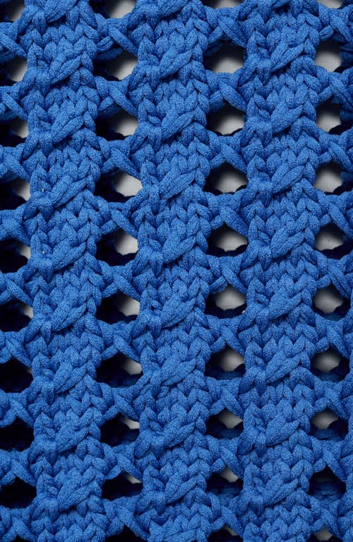 Mango Short Sleeve Open Knit Sweater In Blue
