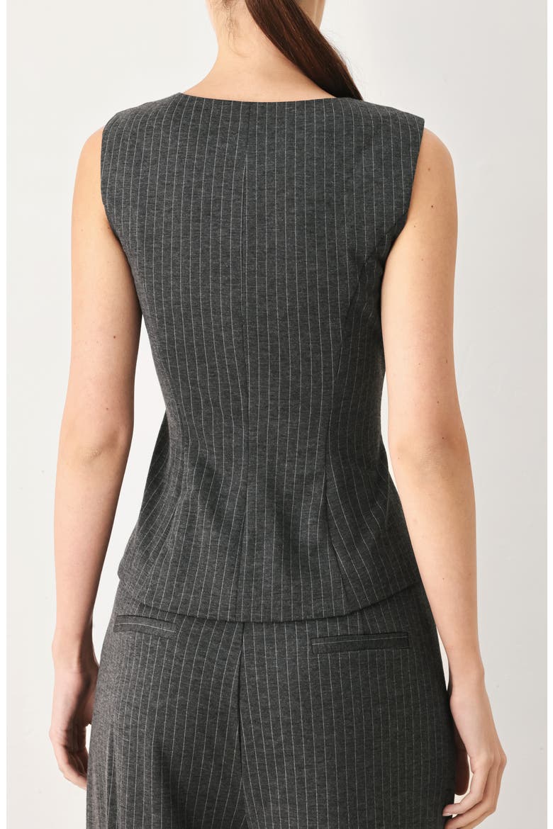 Pinstripe Peplum Vest, Alternate, color, CHARCOAL/ WHITE