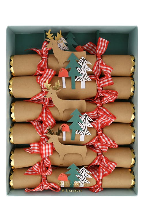 Meri Meri 6-pack Woodland Christmas Crackers In Brown