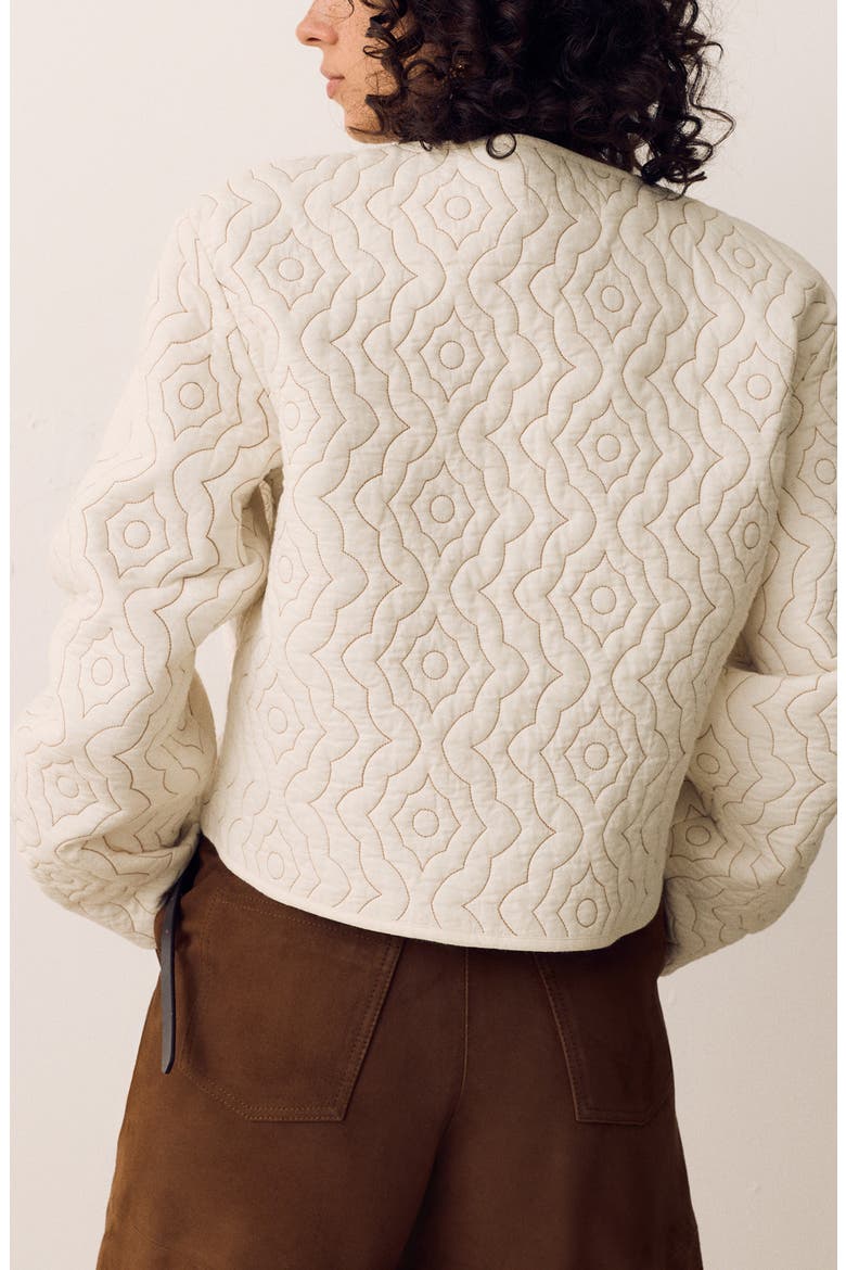 Scallop Trim Quilted Jacket, Alternate, color, ECRU IVORY