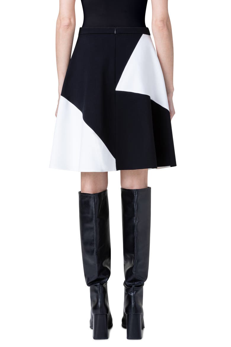 Kaleidoscope Colorblock Jersey A-Line Skirt, Alternate, color, 009 BLACK-CREAM