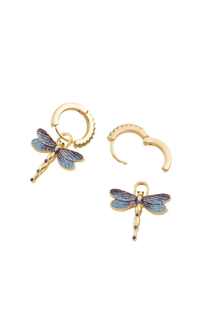 Fable England Dragonfly Crystal Earrings, Alternate, color, Blue & Gold