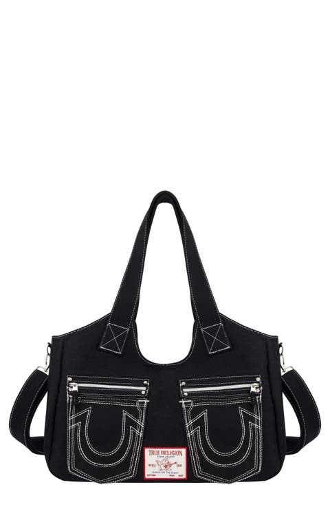 Horseshoe Stitched Denim Shoulder Bag